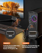 Display Port to HDMI - Male to Female Cable 1m grey