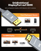 Display Port to HDMI - Male to Female Cable 1m grey