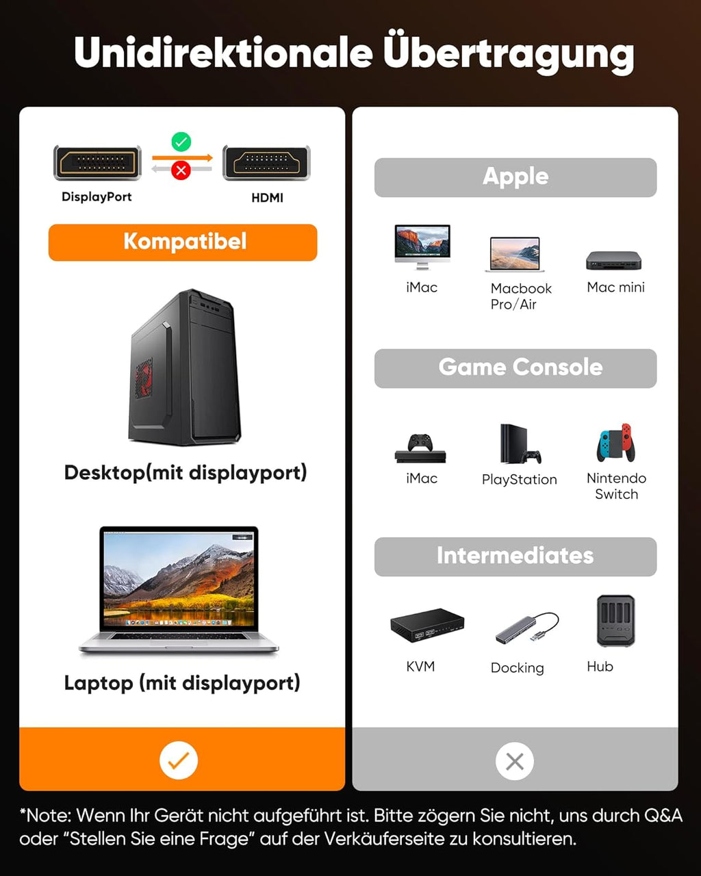 Display Port to HDMI - Male to Female Cable 1m grey