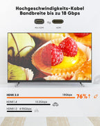 SNOWKIDS Mini HDMI to HDMI Cable 3 m 4K High Speed HDMI to Mini HDMI Cable 4K @ 60Hz 2K @ 120Hz Nylon Cable, Supports 1080p, 720p, 3D, UHD, ARC, Ethernet, High Speed Camera, HDTV, Monitor