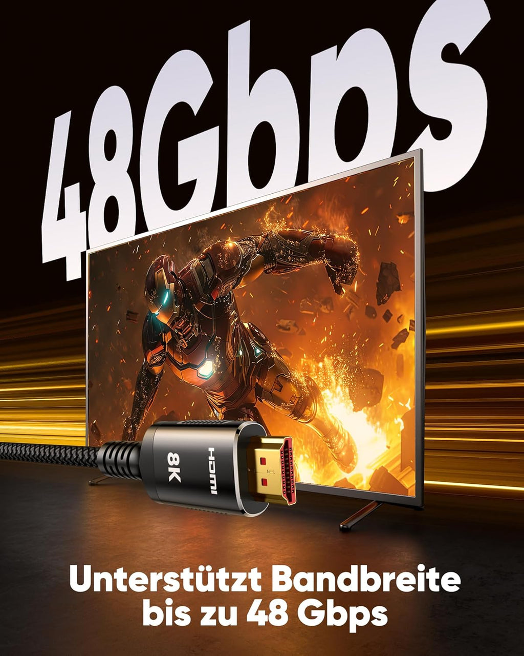 SNOWKIDS HDMI 2.1 Cable 3 m Pack of 2, 10K 8K HDMI Cable 48Gbps High Speed 8K @ 60Hz Ultra HD HDMI Cable 4K @ 120Hz HDR 10, HDCP 2.2 & 2.3, RTX 3080 eARC Compatible with PS-5 TV X-Box Projector