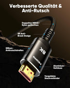 SNOWKIDS HDMI 2.1 Cable 3 m Pack of 2, 10K 8K HDMI Cable 48Gbps High Speed 8K @ 60Hz Ultra HD HDMI Cable 4K @ 120Hz HDR 10, HDCP 2.2 & 2.3, RTX 3080 eARC Compatible with PS-5 TV X-Box Projector