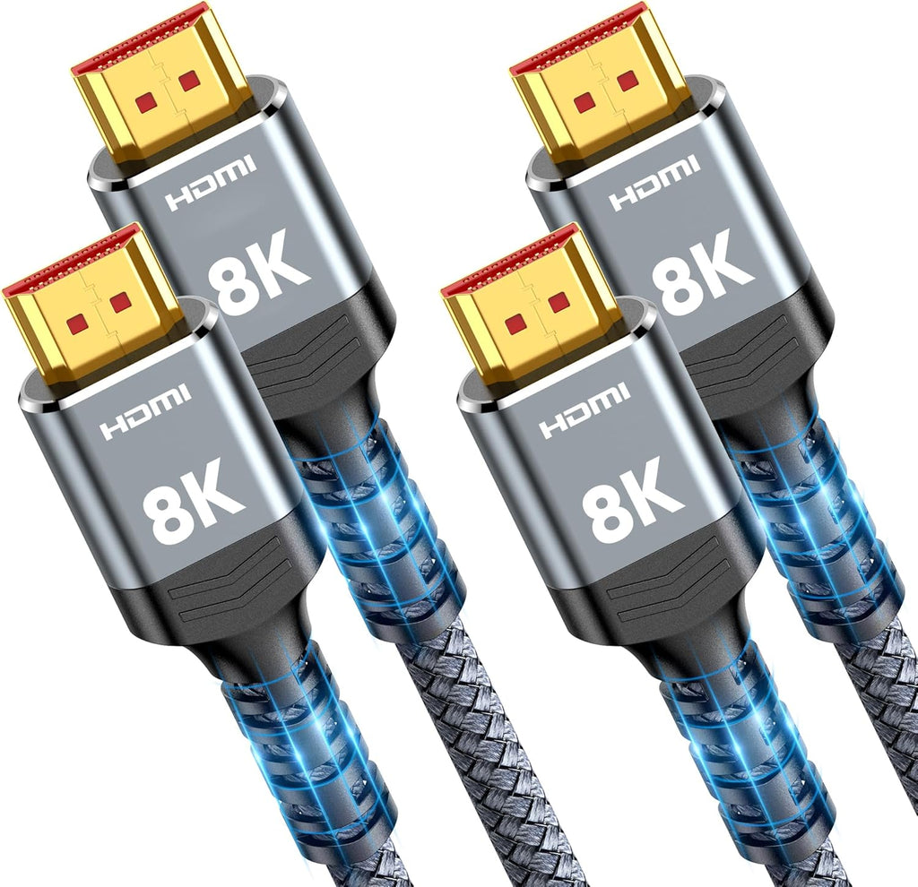 Snowkids 8K HDMI Cable 2m 2 Pack, HDMI 2.1 Cable, 8K@60Hz HDMI Lead, 4K@120Hz, eARC HDR10 4:4:4| 21:9, HDCP 2.2/2.3, 3D, VRR, Ethernet, Compatible with Latest game console/TV/HDTV/Blu-ray