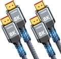 Snowkids 8K HDMI Cable 2m 2 Pack, HDMI 2.1 Cable, 8K@60Hz HDMI Lead, 4K@120Hz, eARC HDR10 4:4:4| 21:9, HDCP 2.2/2.3, 3D, VRR, Ethernet, Compatible with Latest game console/TV/HDTV/Blu-ray