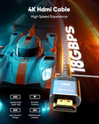 HDMI Cable 3.3 Feet, 4k HDMI 2.0 Cable eARC-Snowkids 18Gbps High Speed HDMI Cord (4K 60Hz 3D Support, Ethernet Function, Video 4K UHD 2160p, HD 1080p for Fire-TV, Net-filx, PS-3/4, ect)