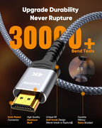 HDMI Cable 3.3 Feet, 4k HDMI 2.0 Cable eARC-Snowkids 18Gbps High Speed HDMI Cord (4K 60Hz 3D Support, Ethernet Function, Video 4K UHD 2160p, HD 1080p for Fire-TV, Net-filx, PS-3/4, ect)