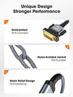 Snowkids HDMI to DVI,Sturdy Braid HDMI to DVI Cable 6FT [1080P 60Hz] Bi-Directional Dual Link DVI-D 24+1,DVI-I 24+5 to HDMI Cord Male to Male