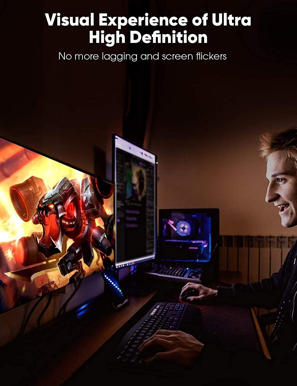 Snowkids HDMI to DVI,Sturdy Braid HDMI to DVI Cable 6FT [1080P 60Hz] Bi-Directional Dual Link DVI-D 24+1,DVI-I 24+5 to HDMI Cord Male to Male