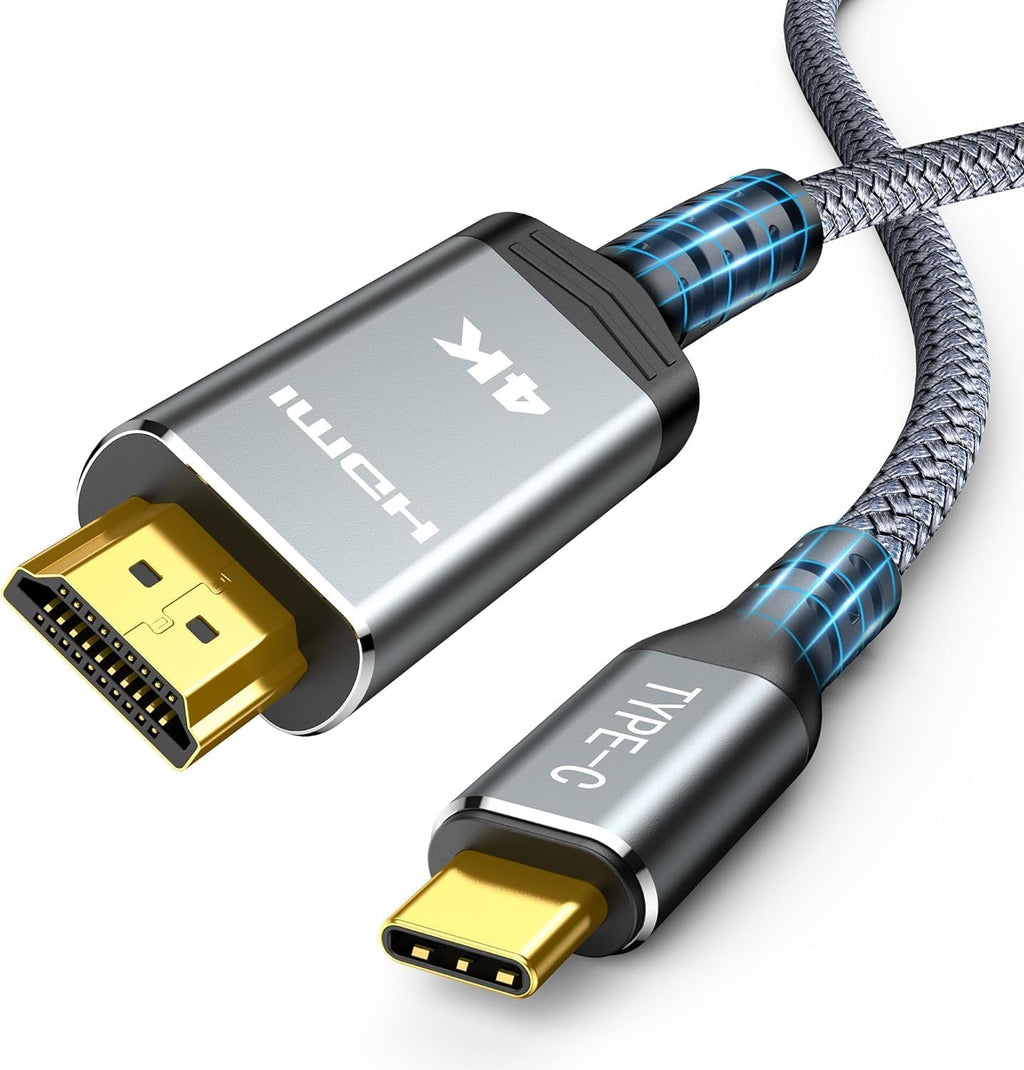USB C to HDMI Cable 6ft 4K 60Hz, Snowkids 4K [Anti-Interference, Gold-Plated] USB Type C to HDMI Cable Thunderbolt 3/4 Compatible for Mac-Book Pro/Air, i-Pad Pro, Android Ga-laxy s22/S20, Surface Pro