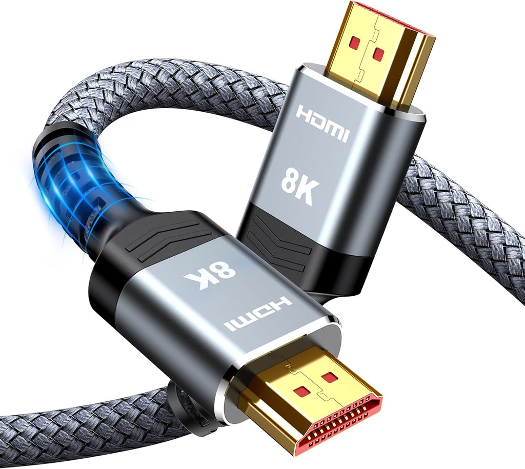 Snowkids 8K HDMI Cable 1.5m, HDMI 2.1 Cable, 8K@60Hz HDMI, 4K@120Hz, eARC HDR10 4:4:4| 21:9, HDCP 2.2/2.3, 3D, VRR, Ethernet, Compatible with Latest game console/HDTV/Blu-ray