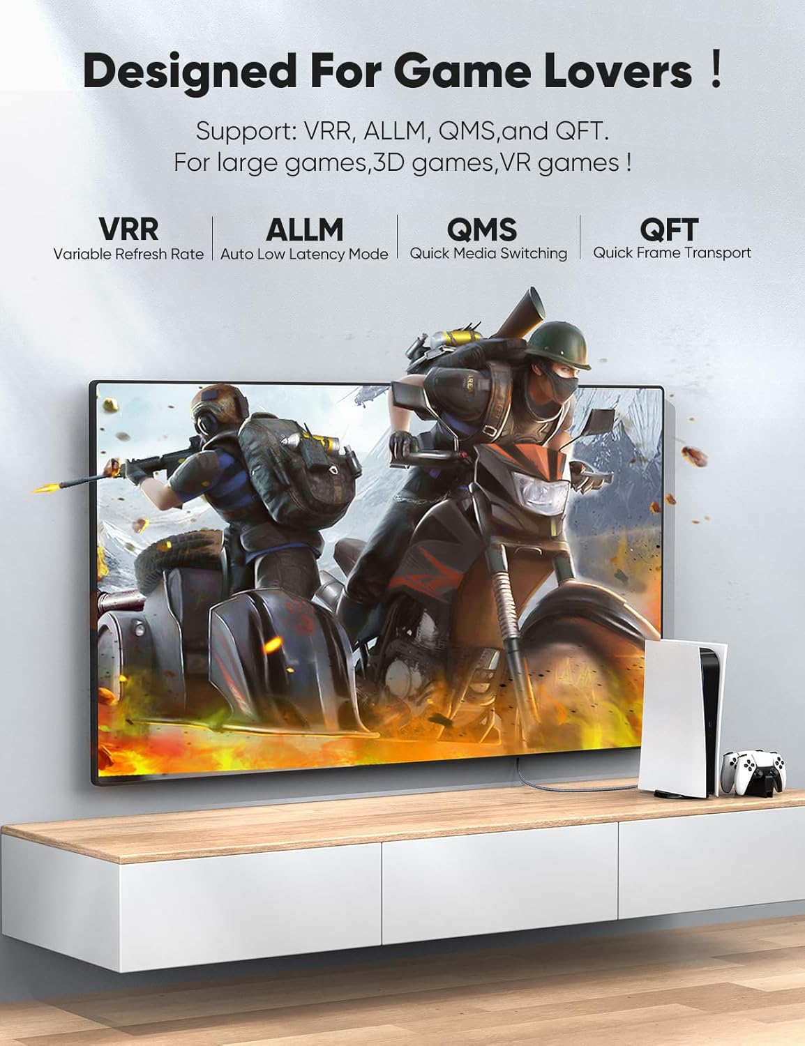 Snowkids 8K HDMI Cable 1.5m, HDMI 2.1 Cable, 8K@60Hz HDMI, 4K@120Hz, eARC HDR10 4:4:4| 21:9, HDCP 2.2/2.3, 3D, VRR, Ethernet, Compatible with Latest game console/HDTV/Blu-ray