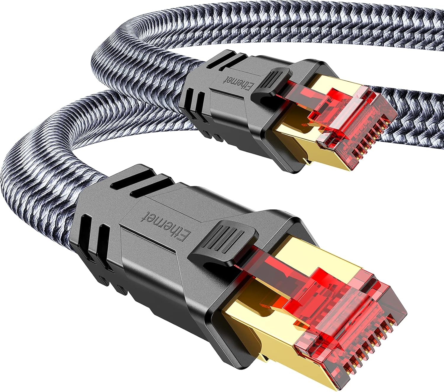 Snowkids Cat 8 Network Cable 5 m, 40 Gbps LAN Cable High Speed 2000 MHz S/FTP Ethernet Cable POE Gigabit RJ45 Nylon Braided Gold-Plated Patch Cable for PS5/4 Router Modem TV Switch Laptop