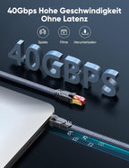 Snowkids Cat 8 Network Cable 5 m, 40 Gbps LAN Cable High Speed 2000 MHz S/FTP Ethernet Cable POE Gigabit RJ45 Nylon Braided Gold-Plated Patch Cable for PS5/4 Router Modem TV Switch Laptop