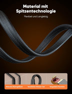 SNOWKIDS Cat 8 LAN Cable 3 m, 40 Gbps LAN Cable High Speed 2000 MHz S/FTP Ethernet Cable Gigabit RJ45 Nylon Braided Gold-Plated Patch Cable for PS/5/4 Router Modem TV Switch Laptop